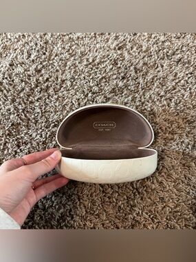 Coach White Embossed Sunglass Case